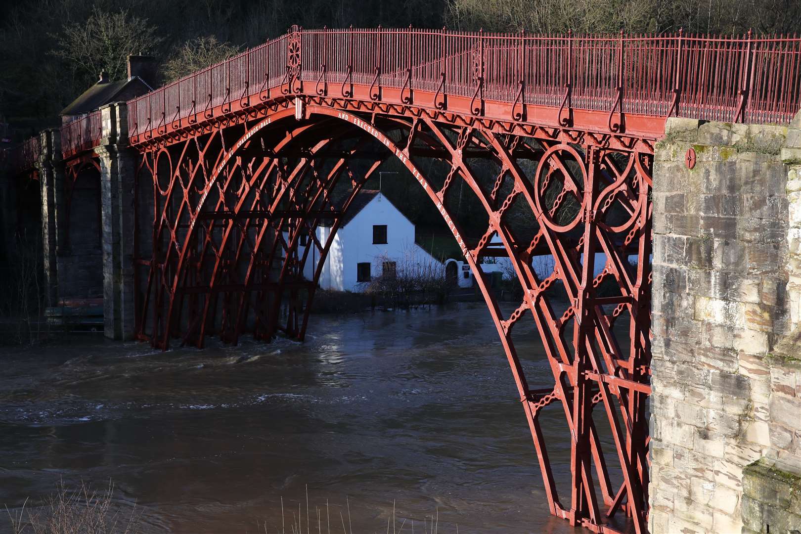 The River Severn often swells after heavy rain and floods the old industrial town of Ironbridge (Nick Potts/PA)