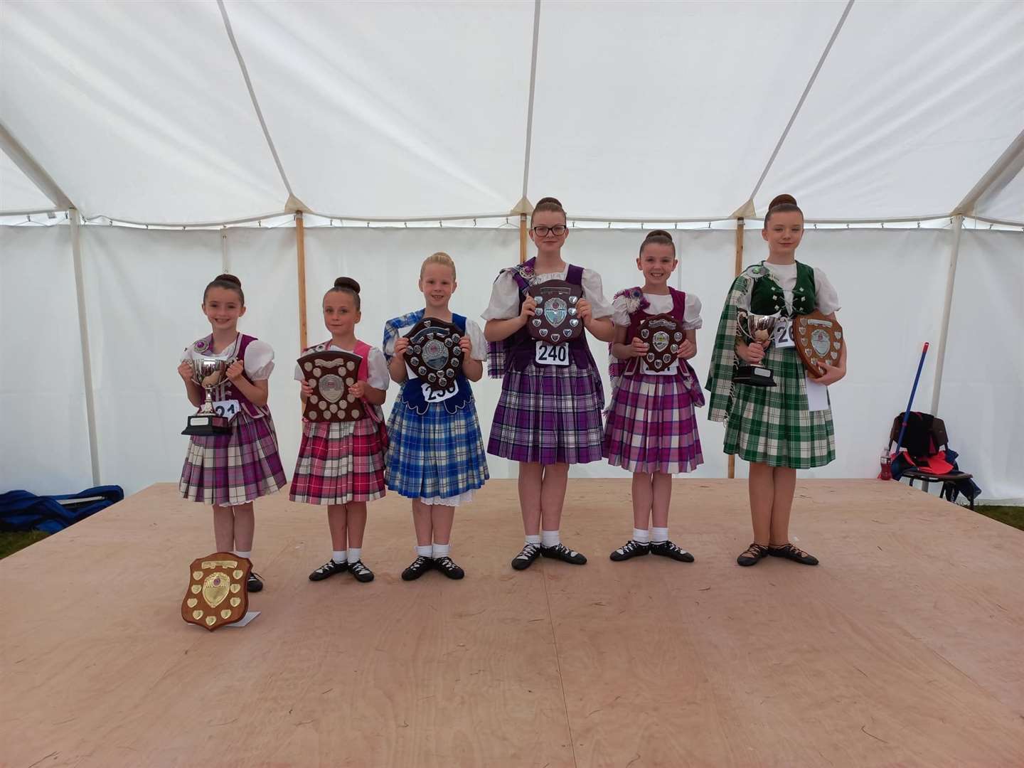 Highland dancing trophy winners at Lairg Crofters Show 2023.
