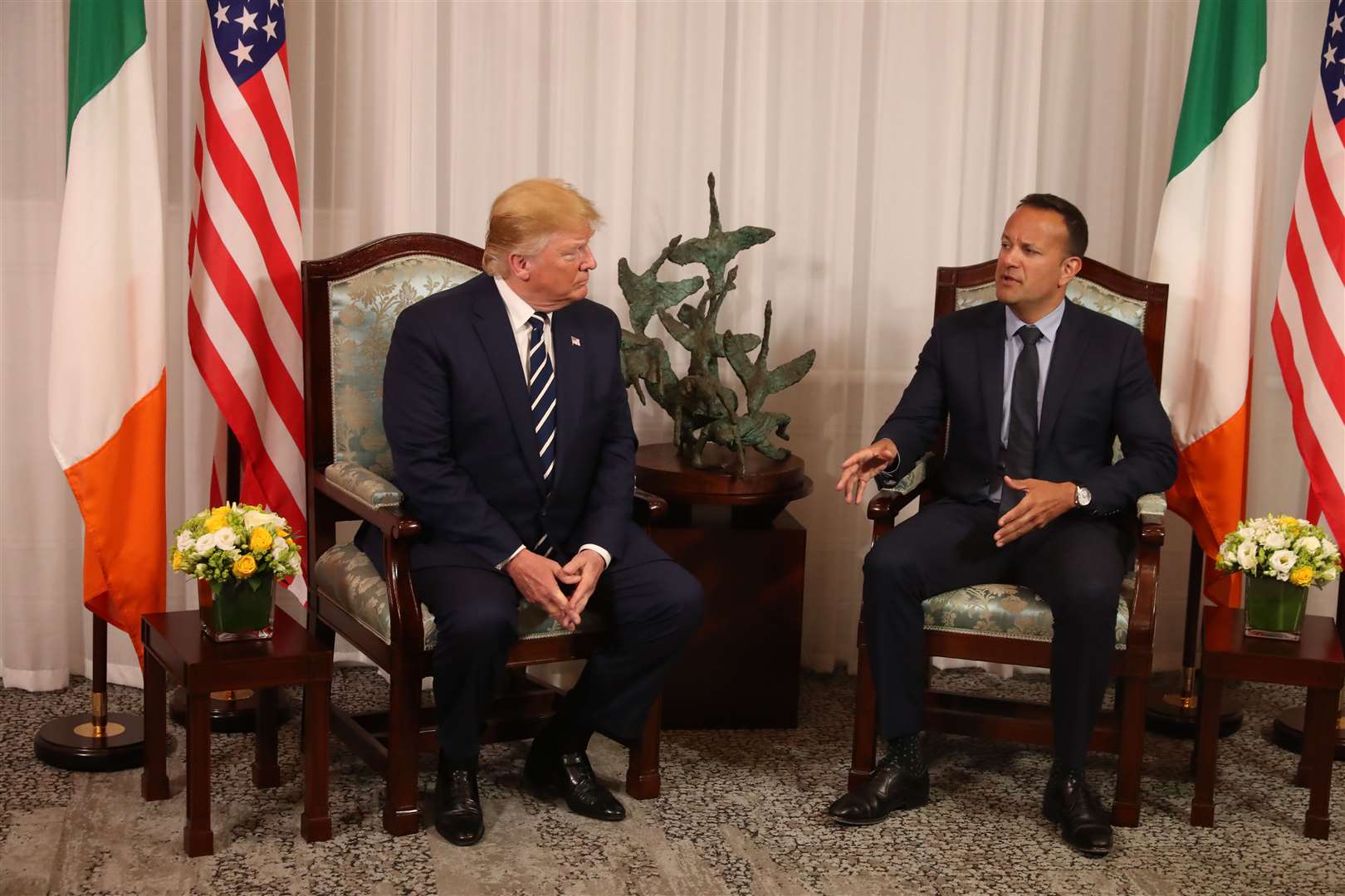 Donald Trump and Taoiseach Leo Varadkar hold a bilateral meeting at Shannon Airport in June 2019 (Liam McBurney/PA)