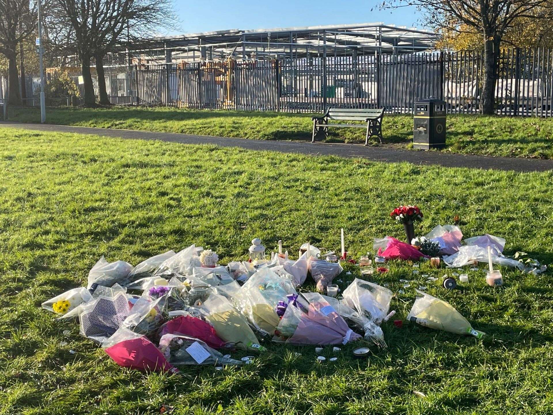 Tributes left at Stowlawn playing fields in memory of Shawn Seesahai (Matthew Cooper/PA)