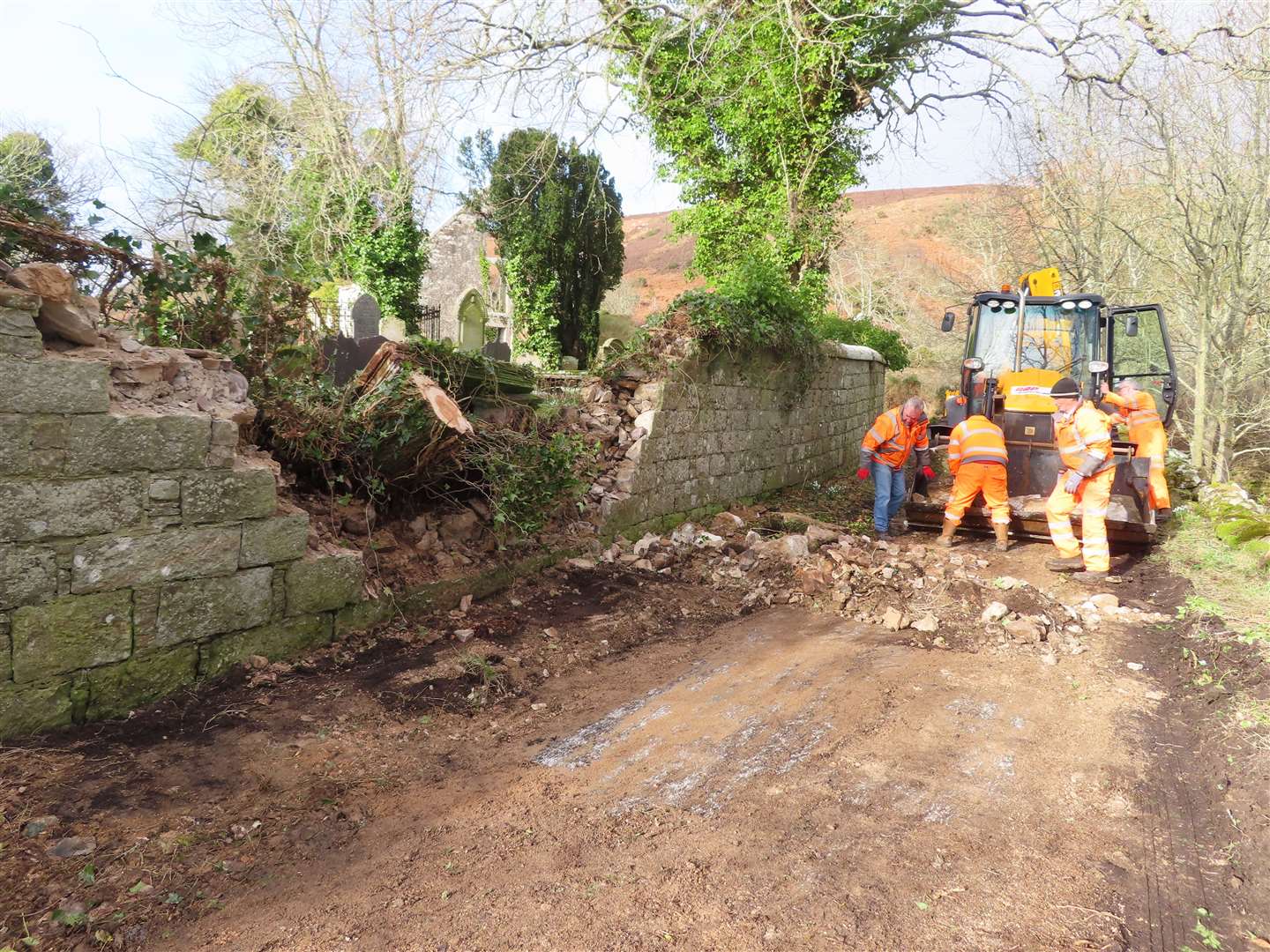 Highland Council roads department removed the masonry on Monday morning
