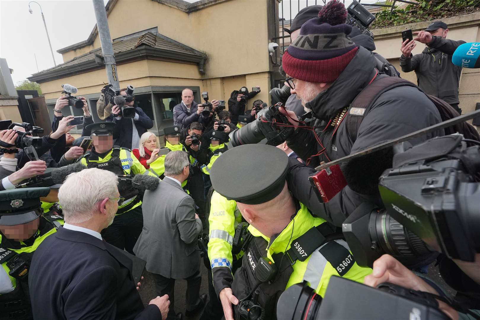 There were so many media in attendance that special arrangements were made to facilitate journalists who could not be accommodated in the courtroom (Niall Carson/PA)