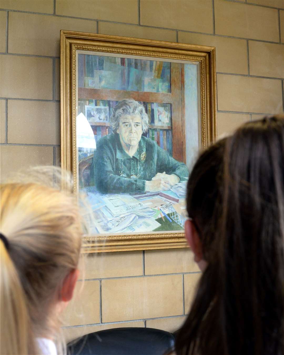 Eveline Barron, former owner and editor of The Inverness Courier, looks down on visitors to its former office. Picture: Gary Anthony.
