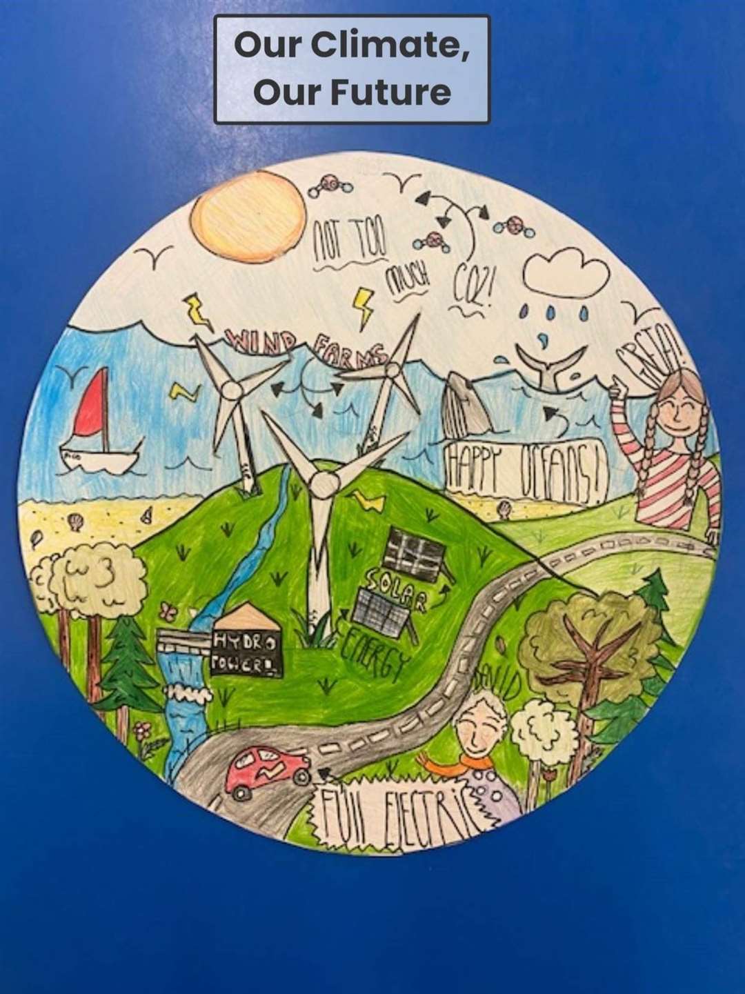 Climate change artwork by a Rosehall Primary School pupil.