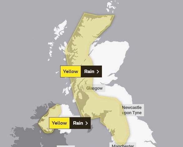 The alert remains in place until 3pm on Monday. Picture: Met Office.