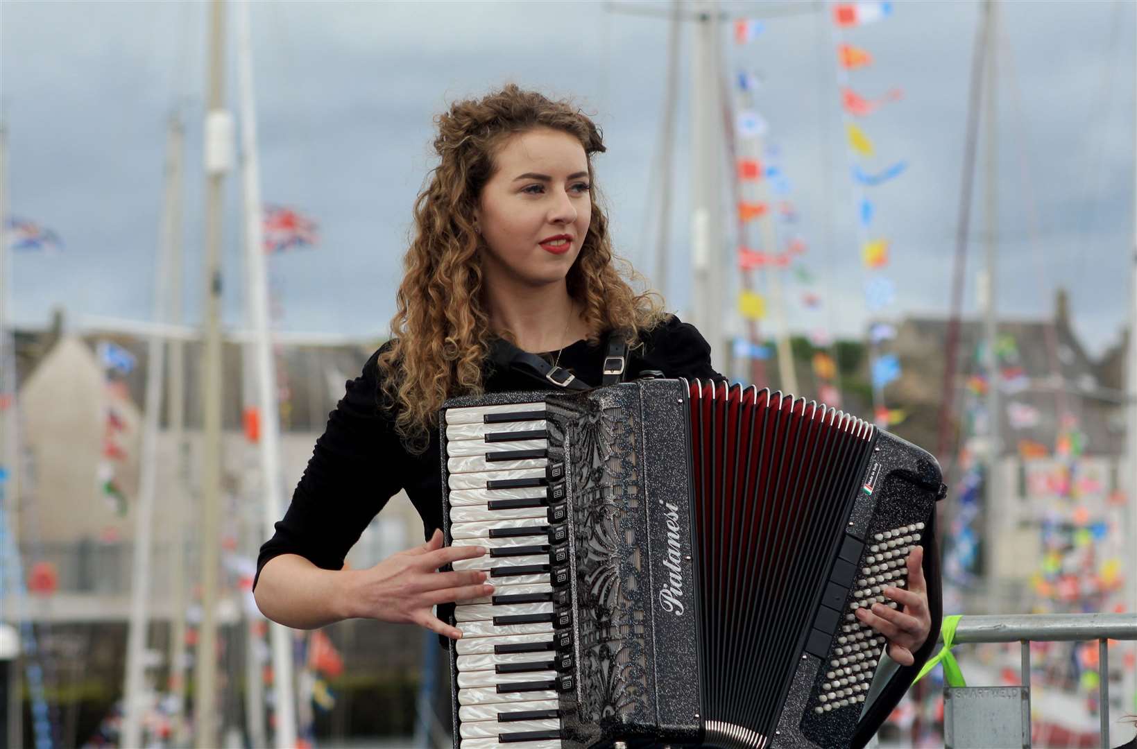 Joanne Sutherland playing the accordion as part of Addie Harper's group. Picture: Alan Hendry