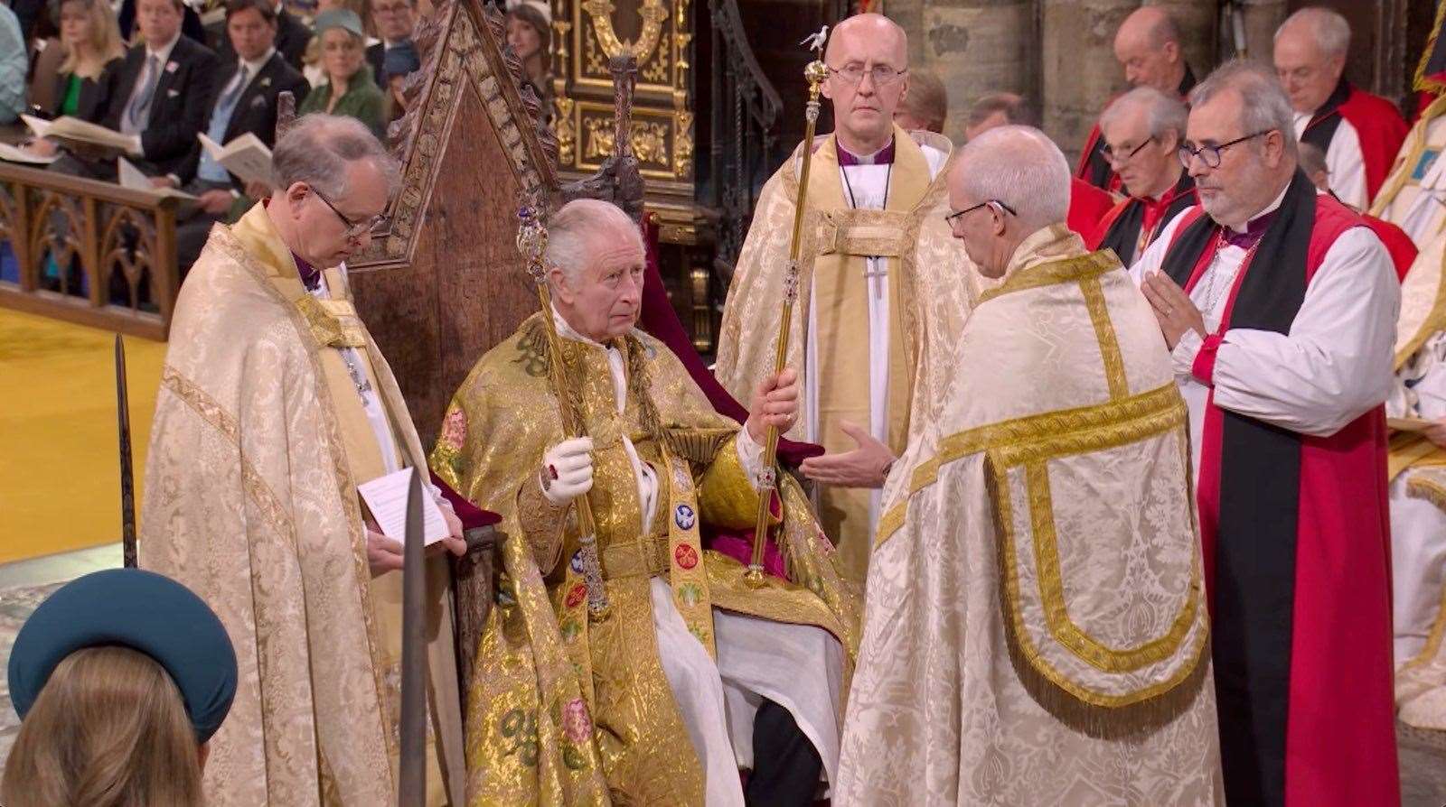 Bishop Mark Strange (far right) at the coronation.