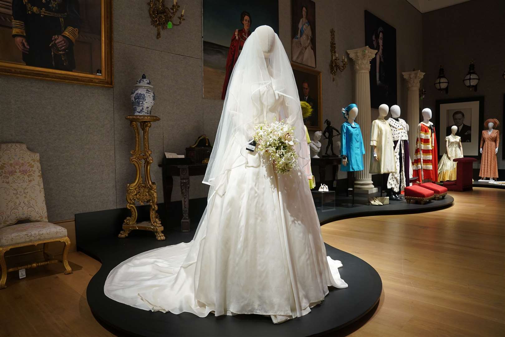 A replica of Princess Margaret’s wedding dress (Lucy North/PA)