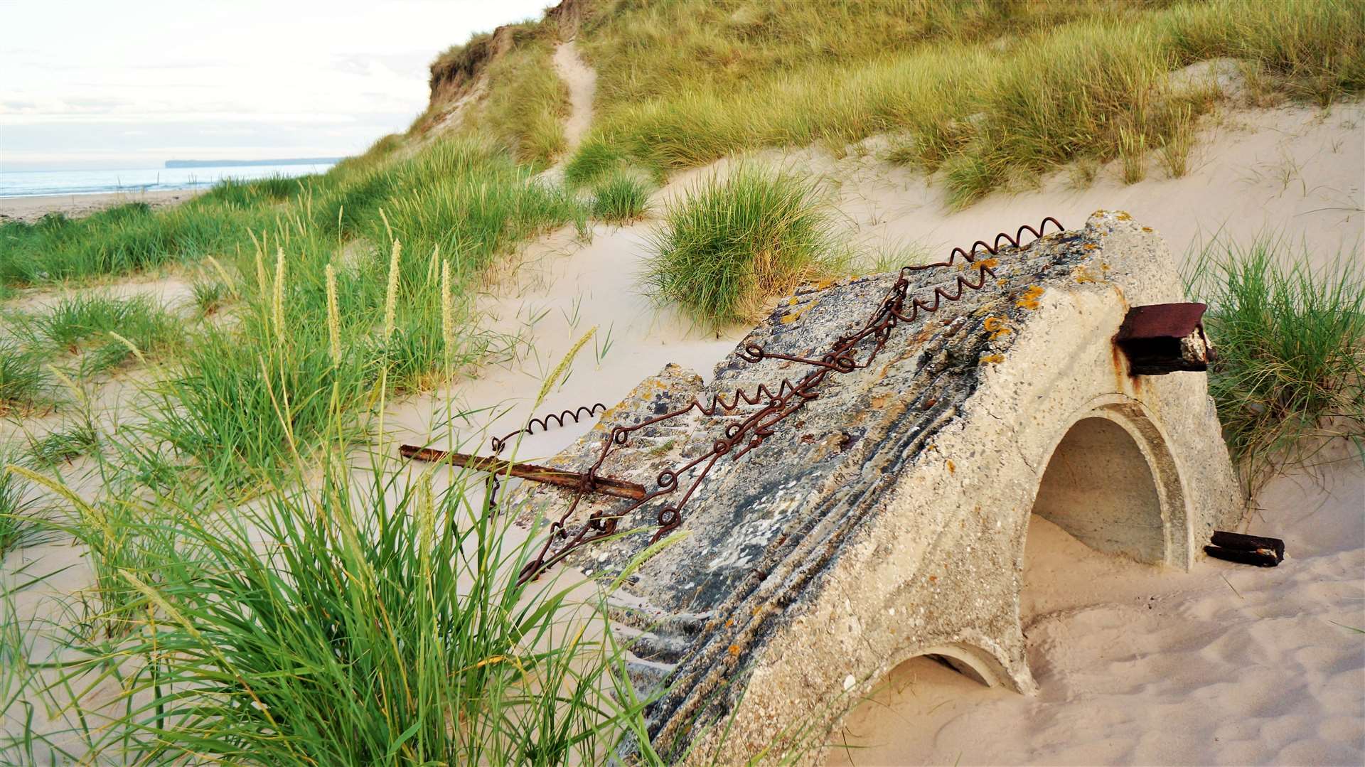 The beaches at Sinclair's Bay are littered with remnants from World War Two. The bay was heavily fortified and used to test experimental bombs called Highballs in 1943. Picture: DGS