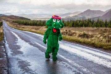 Nessie ran the Loch Ness Marathon's route to officially open early-bird entry to the run.