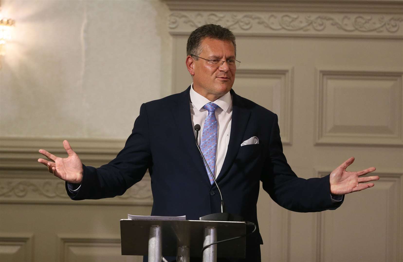 European Commission vice president Maros Sefcovic who has promised the measures will be ‘very far-reaching’ and address issues over the movement of agri-food goods and medicines across the Irish Sea (Brian Lawless/PA)