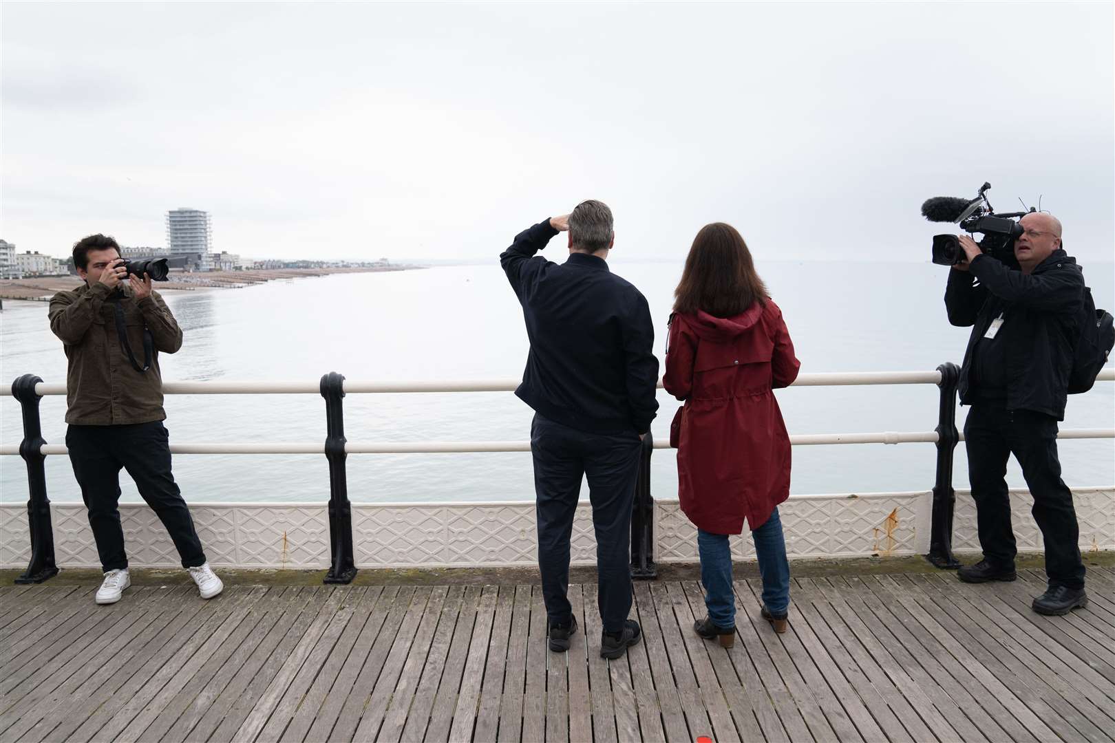 Labour Leader Sir Keir took in the view from Worthing pier (Stefan Rousseau/PA)