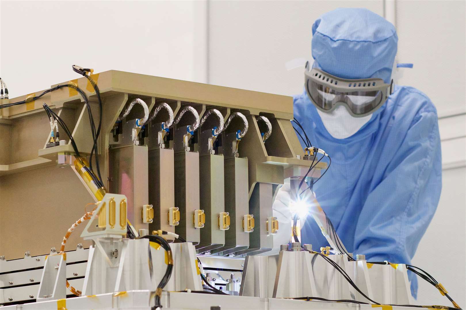 Euclid’s VIS instrument being inspected during vibration testing at Centre Spatial de Liege, Belgium (CEA/ESA/PA)