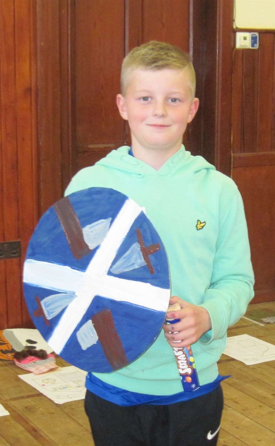Fionn Fraser was awarded a prize for best shield/targe design.