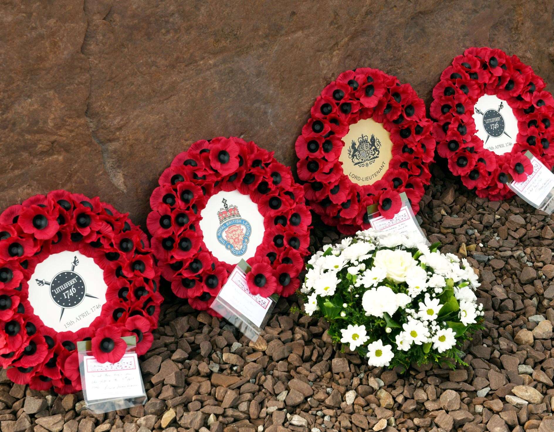 Four wreaths were laid at the memorial. Picture: James Mackenzie.