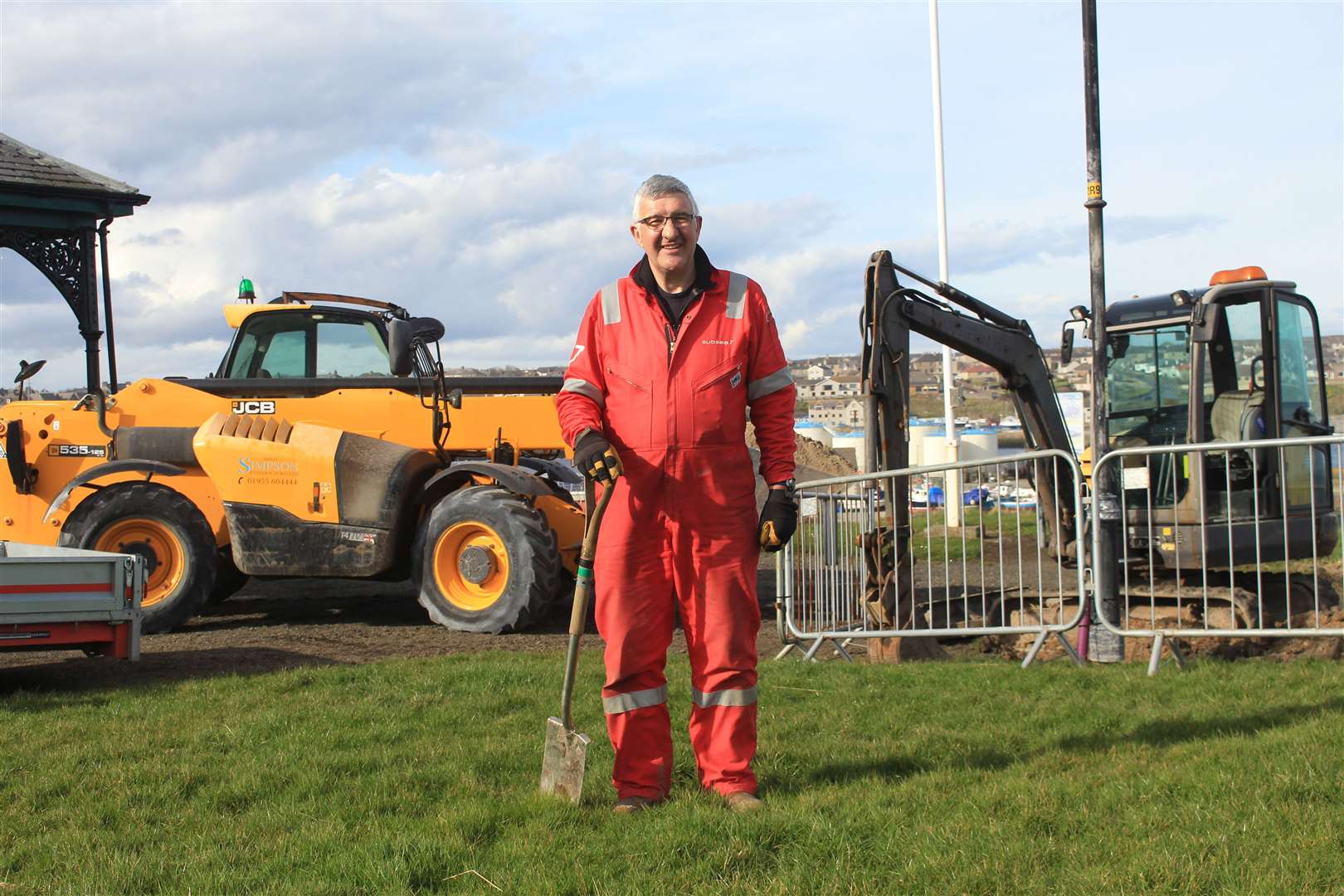 Willie Watt, chairman of the Seafarers Memorial Group, taking a break from his work on preparing the site at Wick's Braehead. Picture: Alan Hendry