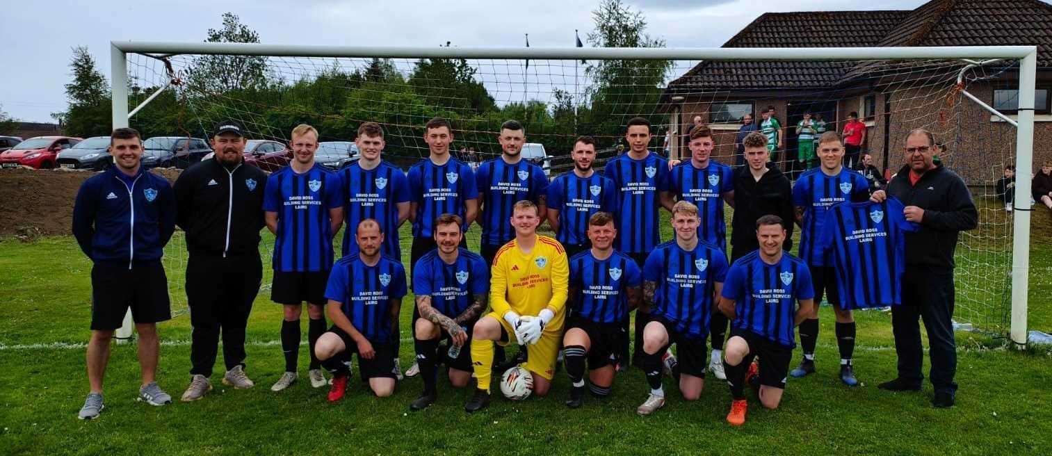 Lairg Rovers sporting their new strips sponsored by David Ross Building Services.