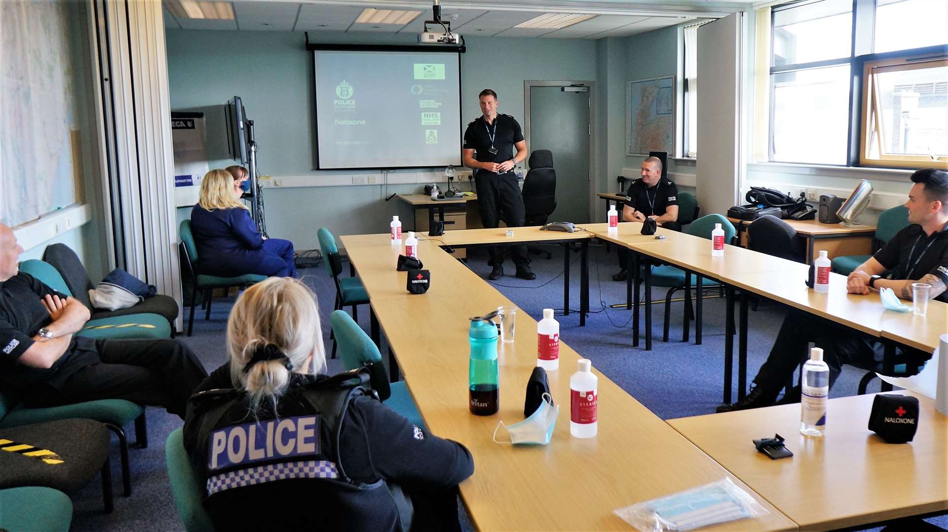 Officers at Wick police station undergoing Naloxone training in June 2021. Picture: DGS