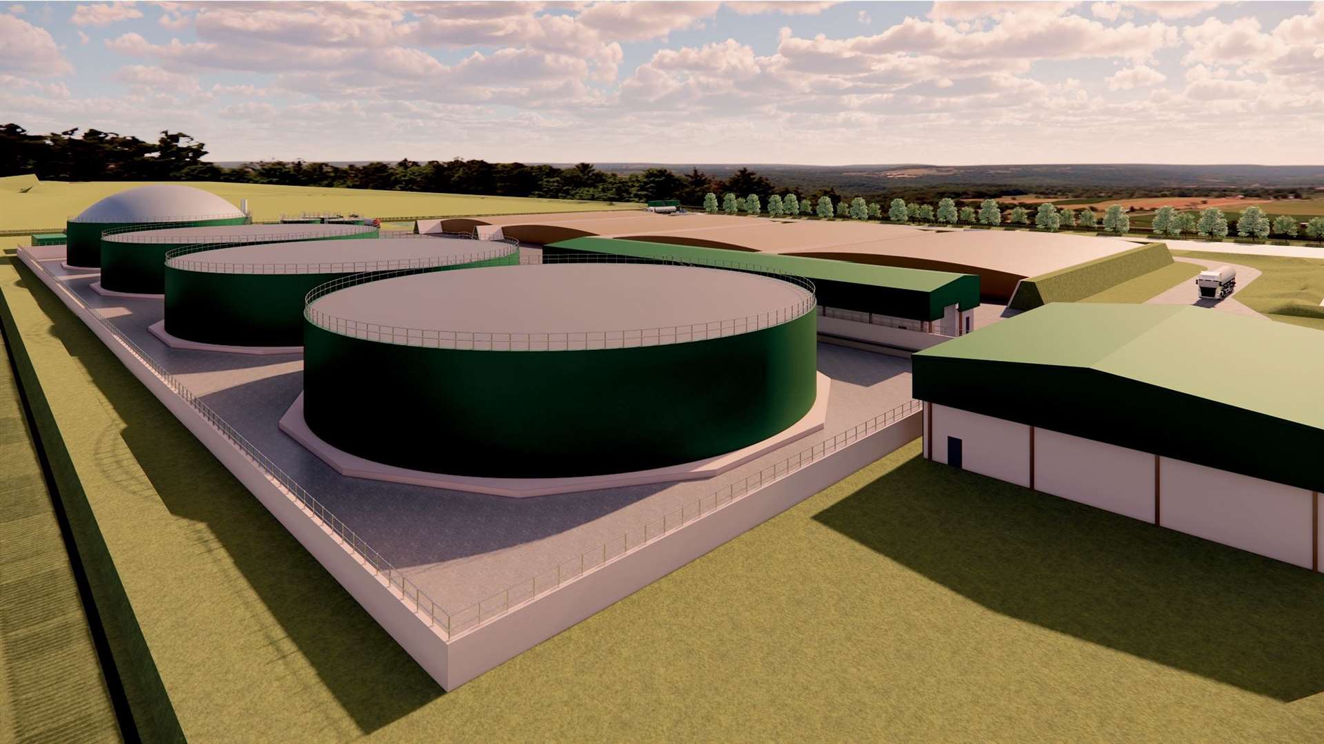 Artist's impression of Acorn Energy's Anaerobic Digestion plant for Green energy at Fearn.