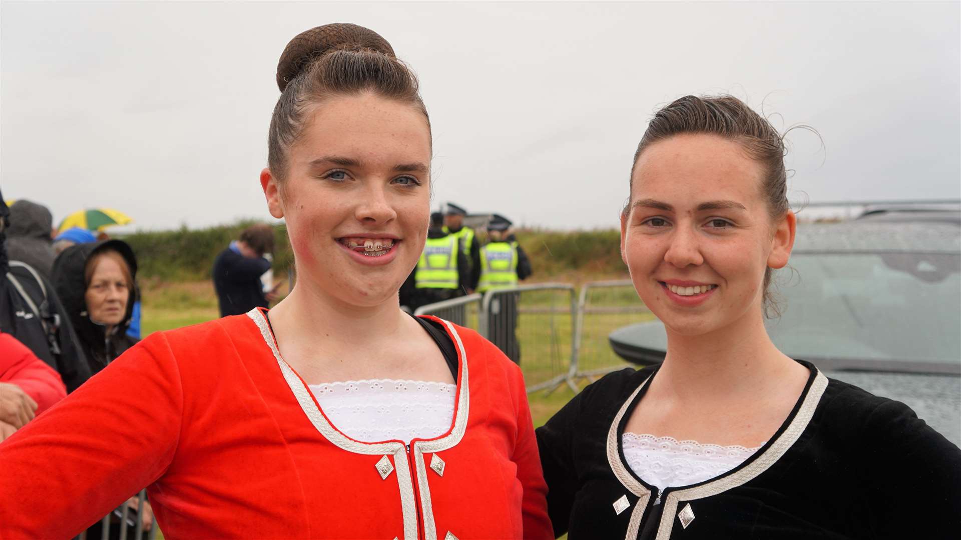 Charley Sutherland (left) and Rachel May from the Tanya Horne dancing school put on a specially commissioned piece of choreography. for the royal party. Picture: DGS