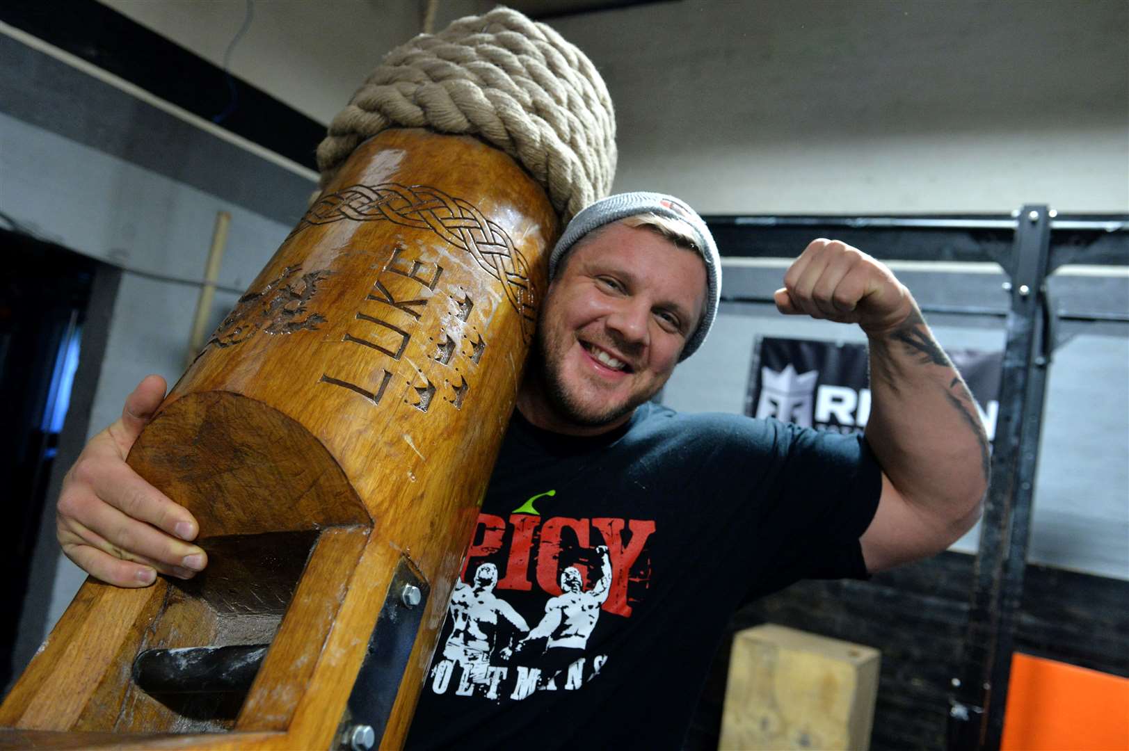 Strongman Luke Stoltman has broken the British log lifting record....Picture: Callum Mackay..