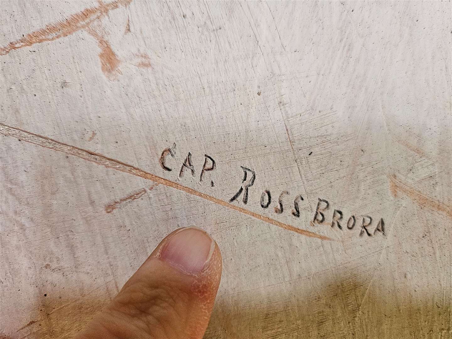 Plasterwork was found with the words ‘Cap. Ross Brora’ written on it.