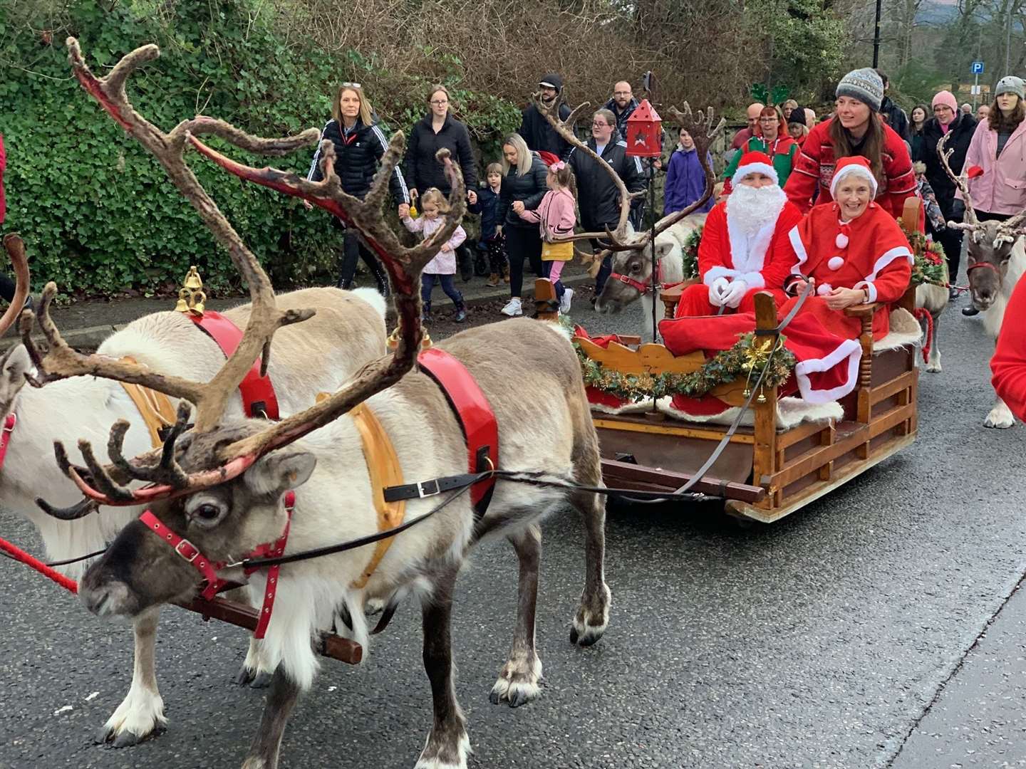 Santa Claus was pulled in his sled down Main Street to Lairg Community Centre.