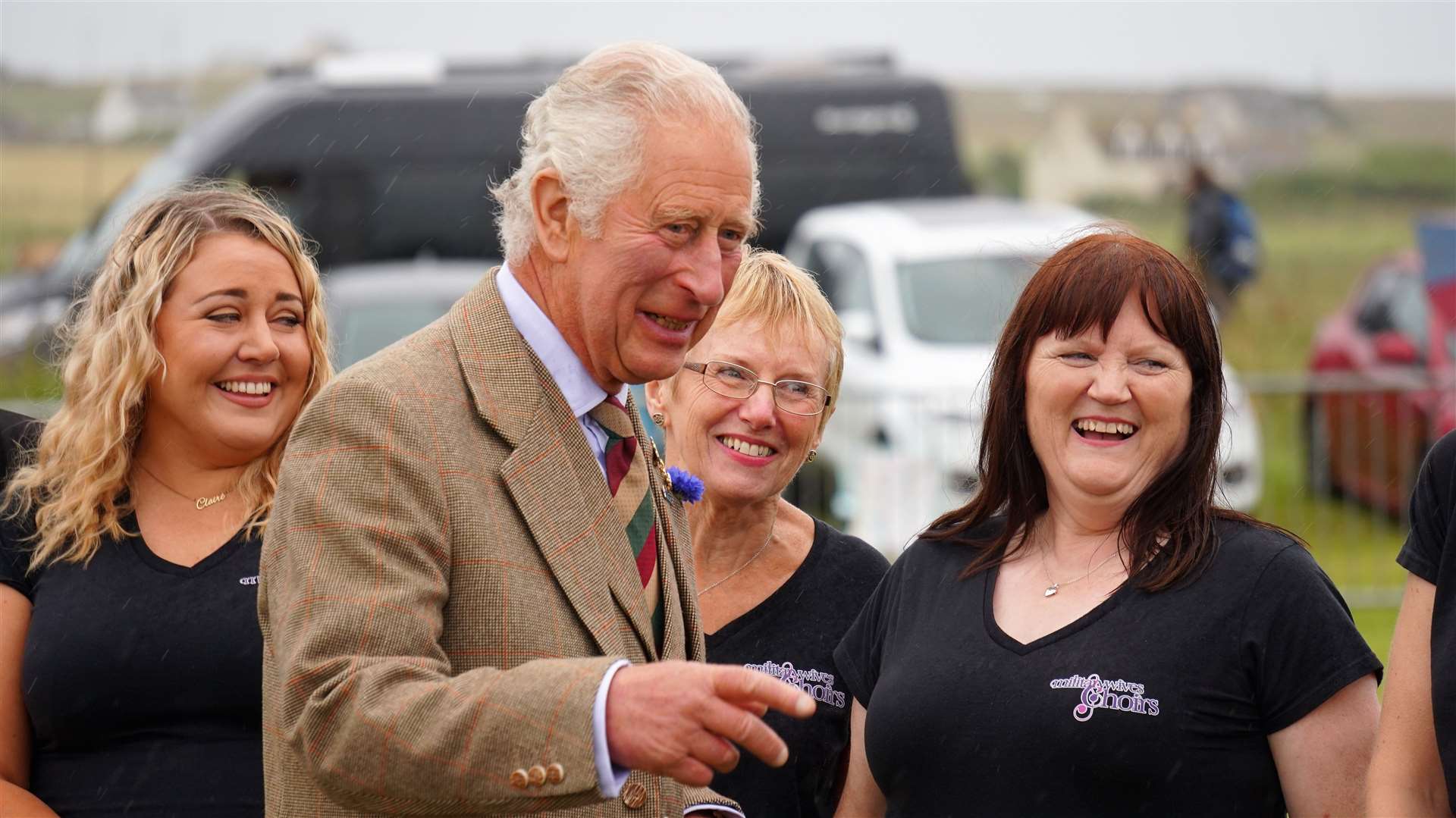 Prince Charles congratulates the Military Wives Choir for their song. Picture: DGS