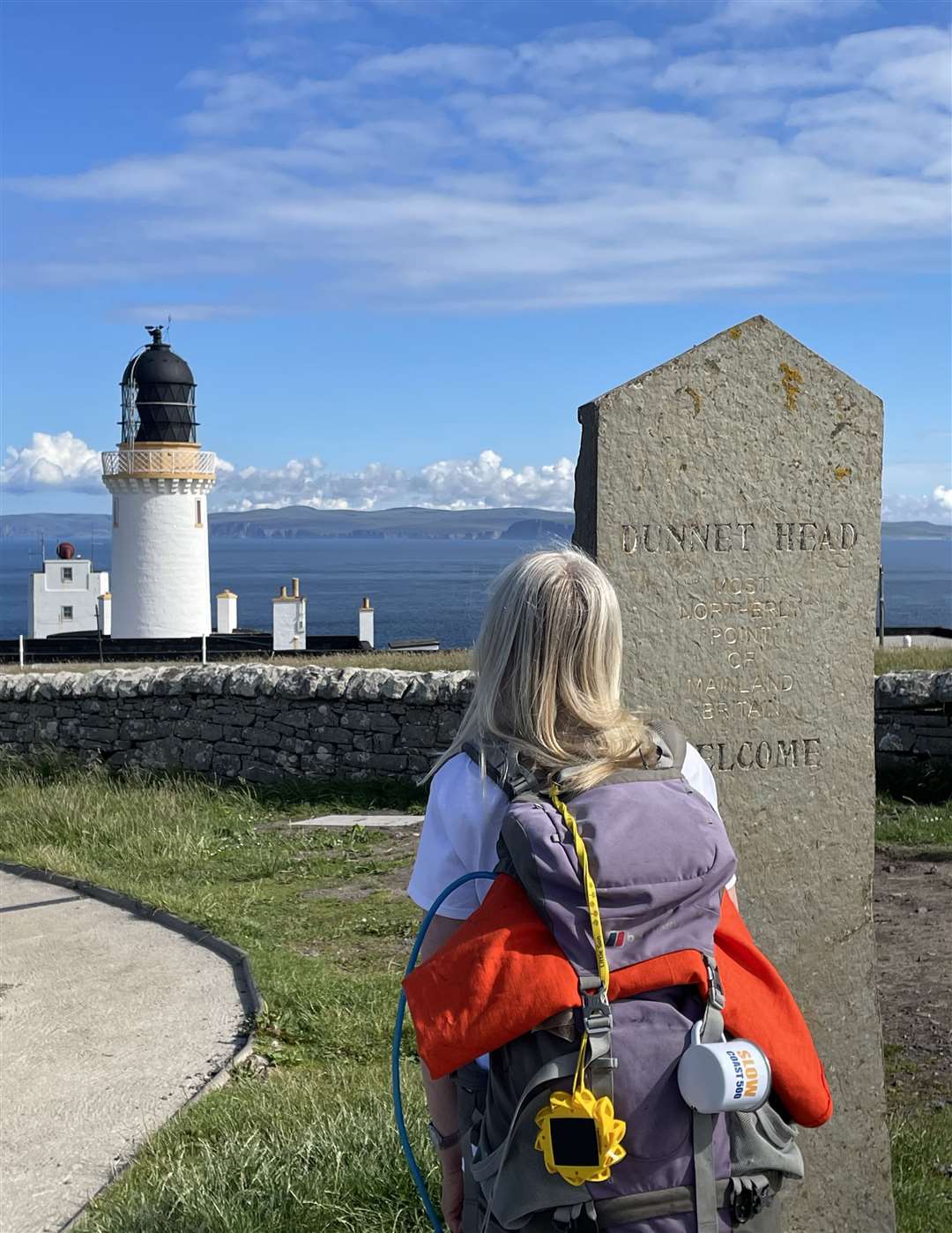 Claudia at Dunnet Head, the most northerly point on the British mainland.