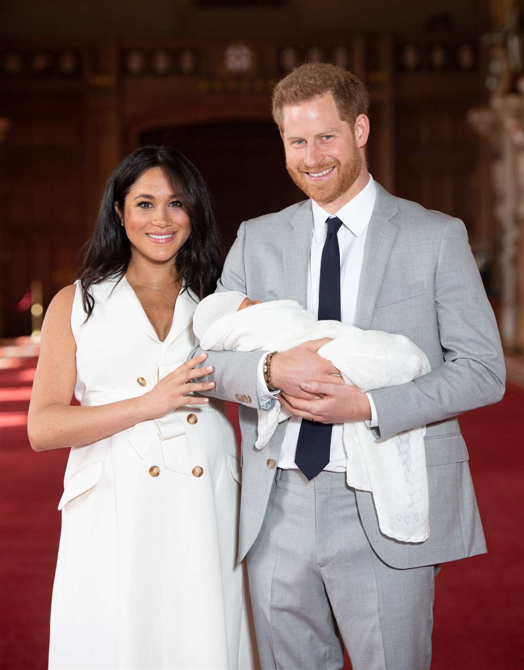 The Duke and Duchess of Sussex with their baby son, Archie (Dominic Lipinski/PA)