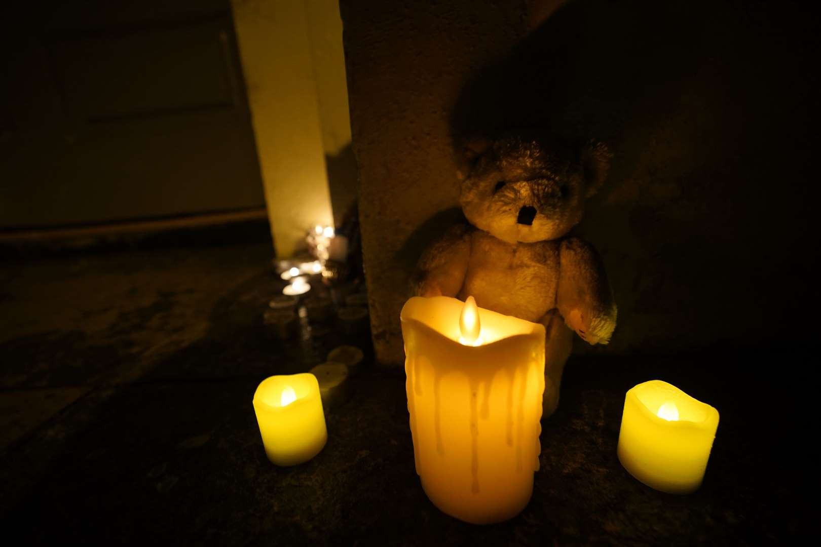 Candles and tributes left following a vigil held outside Gaelscoil Cholaiste Mhuire school on Parnell Square, following an attack on Parnell Square East where five people were injured, including three young children (Niall Carson/PA)