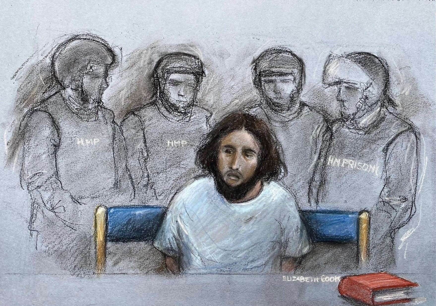 Court artist drawing of Ahmed Alid (Elizabeth Cook/PA)