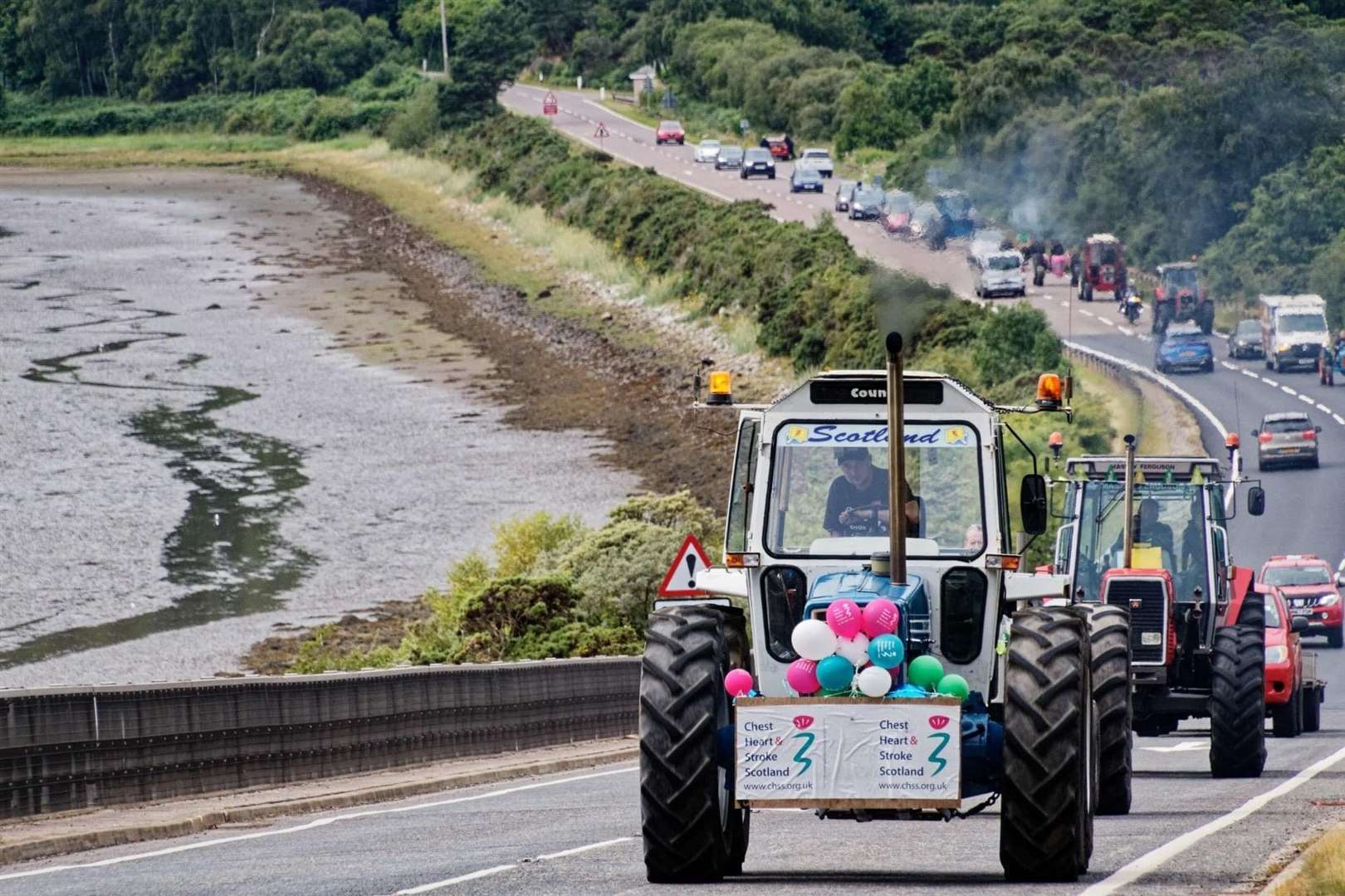 The tractor run has raised thousands for Chest, Heart and Stroke Scotland and Macmillan Nurses.