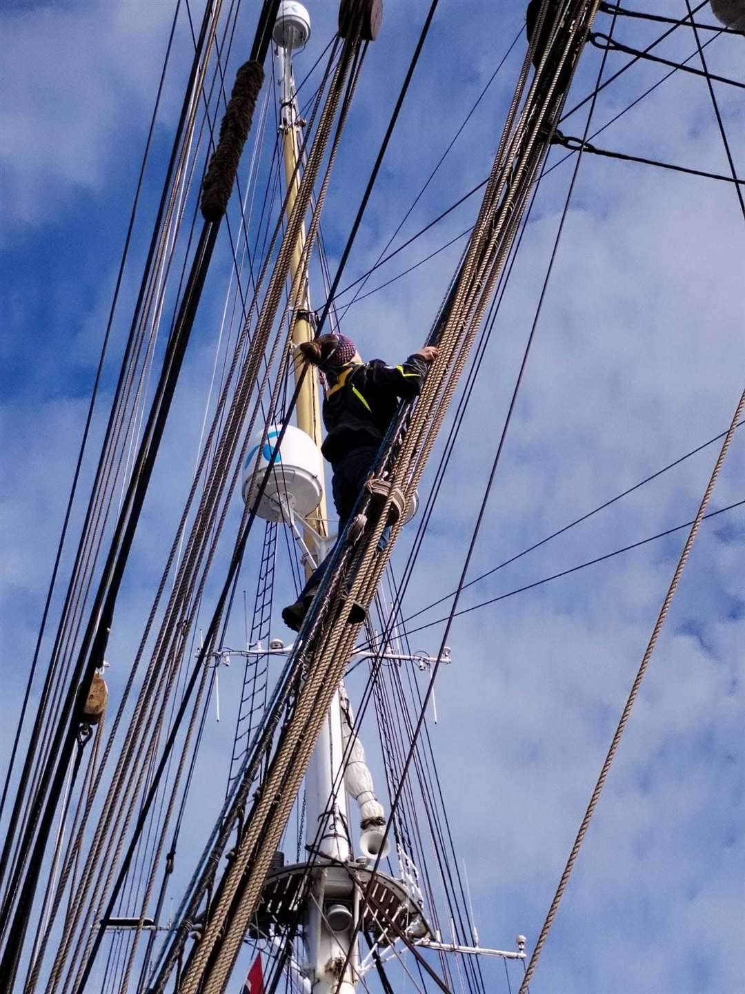 Molly managed to climb the rigging despite severe sea sickness.