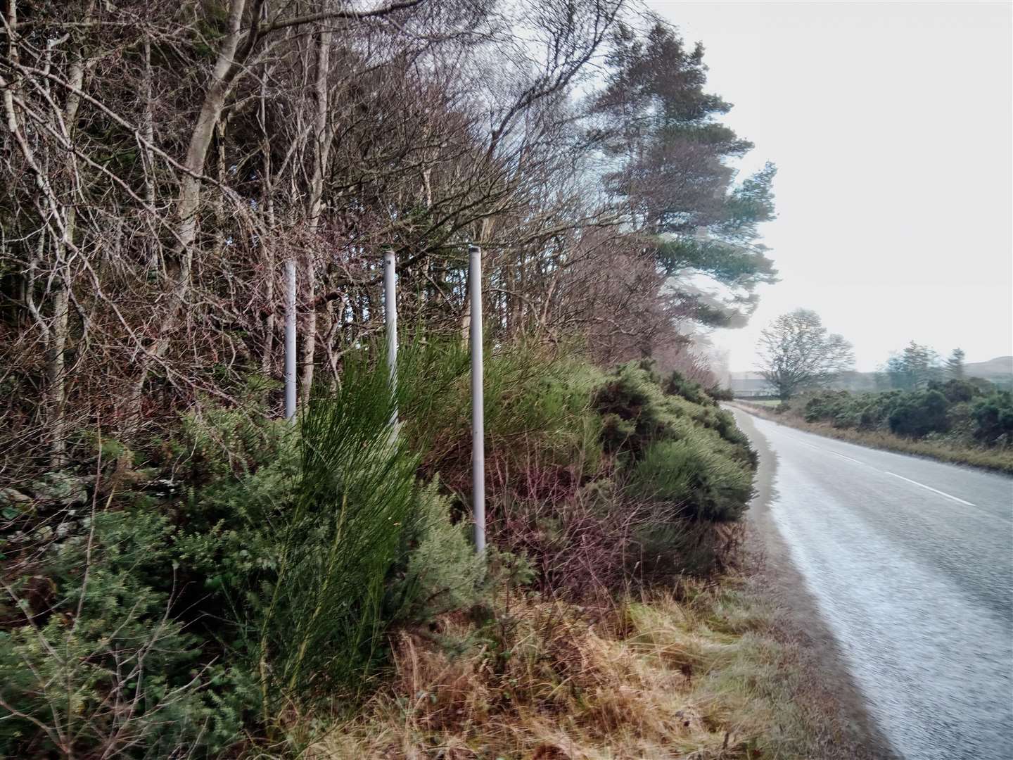 Metal posts remain in place on the western side of Reay, but the sign they once supported has been removed.