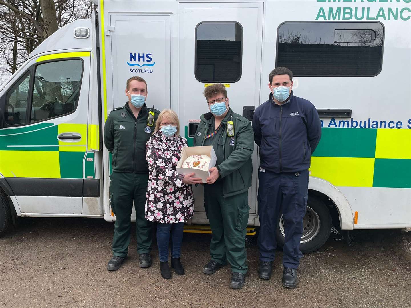 Fyina from the Keith shop with a local ambulance crew