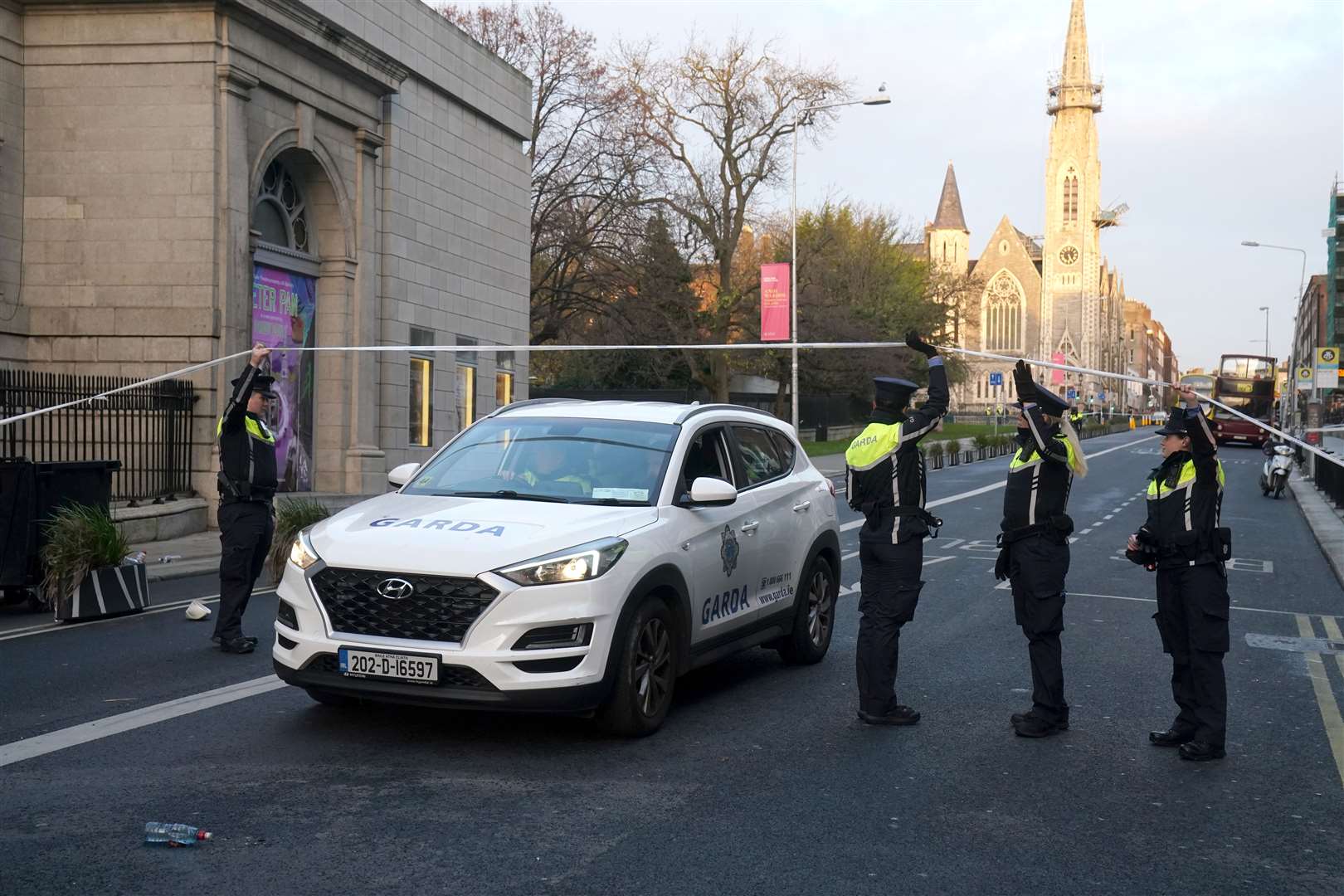 Garda at the scene of the stabbing on Parnell Square (Brian Lawless/PA)