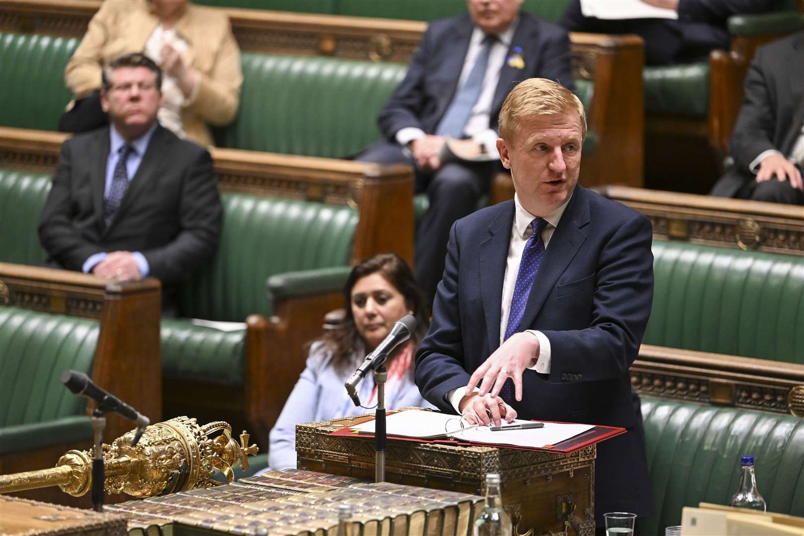 Deputy Prime Minister Oliver Dowden telling the Commons Beijing was to blame for a cyberattack on the Electoral Commission (UK Parliament/Andy Bailey/PA)