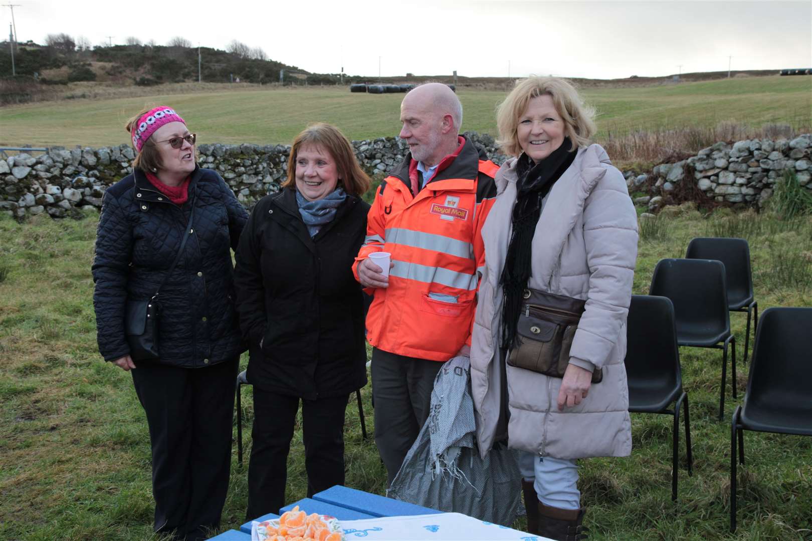 Billy Mackay with the local residents who organised the presentation, from left, Patsy MacAskill, Jennifer Griffiths and Rosemary Cameron.