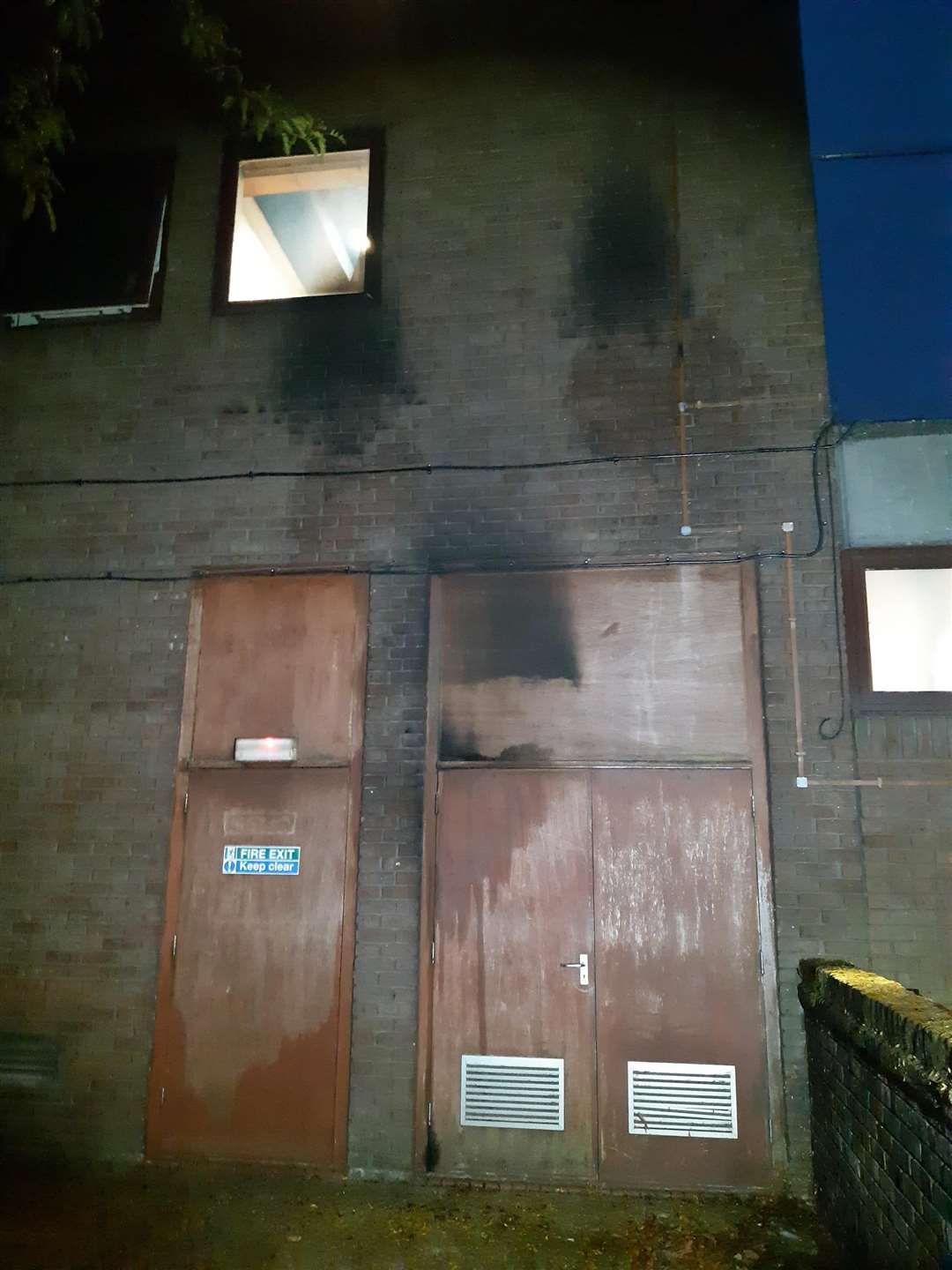 Damage caused to the police station in Huntingdon (Cambridgeshire Police/PA)