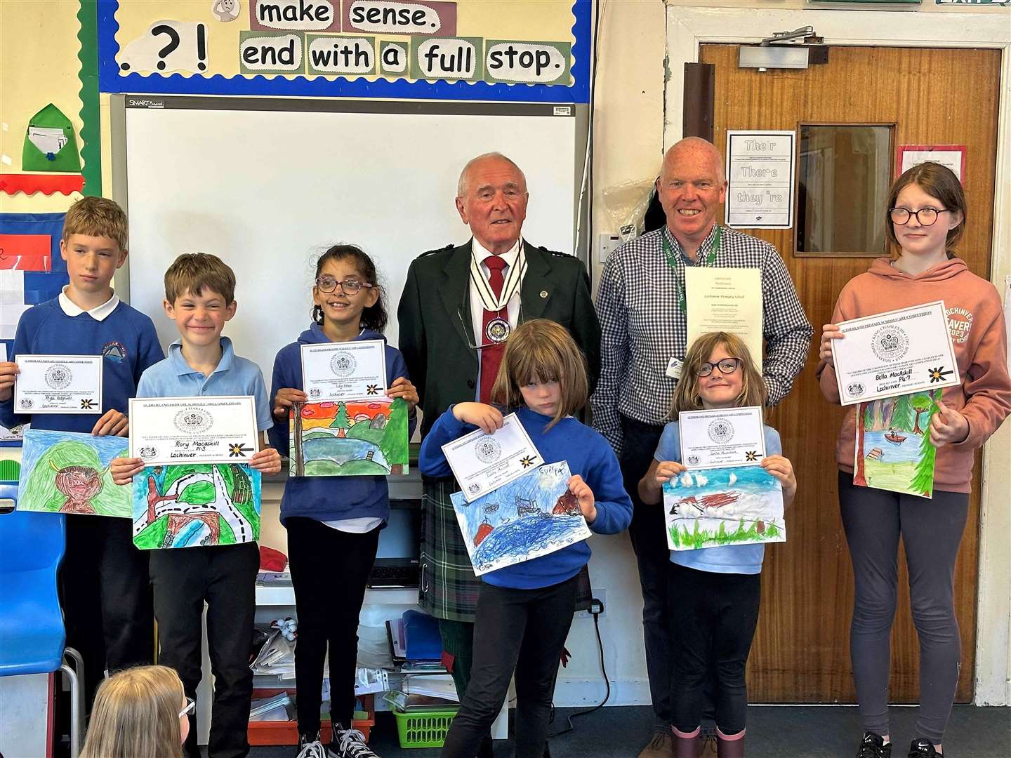 The certificates were presented to pupils at Lochinver Primary School by Deputy Lieutenant David Grant. A certificate from the Lord Lyon King of Arms was presented to teacher Colin Masterson.