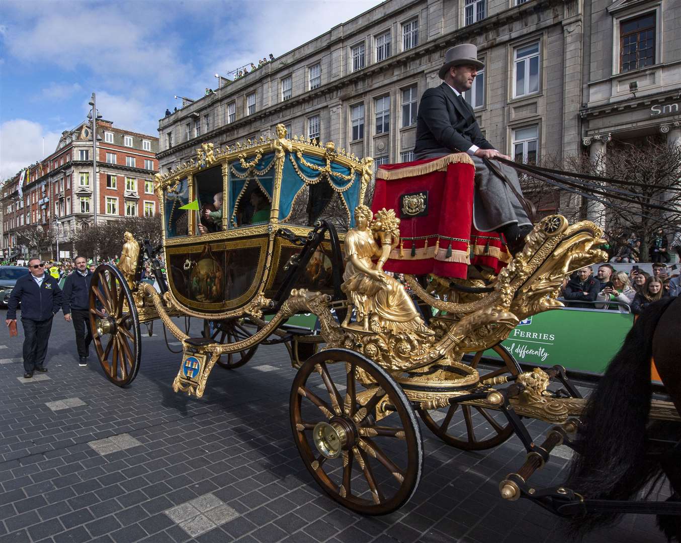 The Dublin Lord Mayor’s coach was ridden through the streets during the parade (Michael Chester/PA)