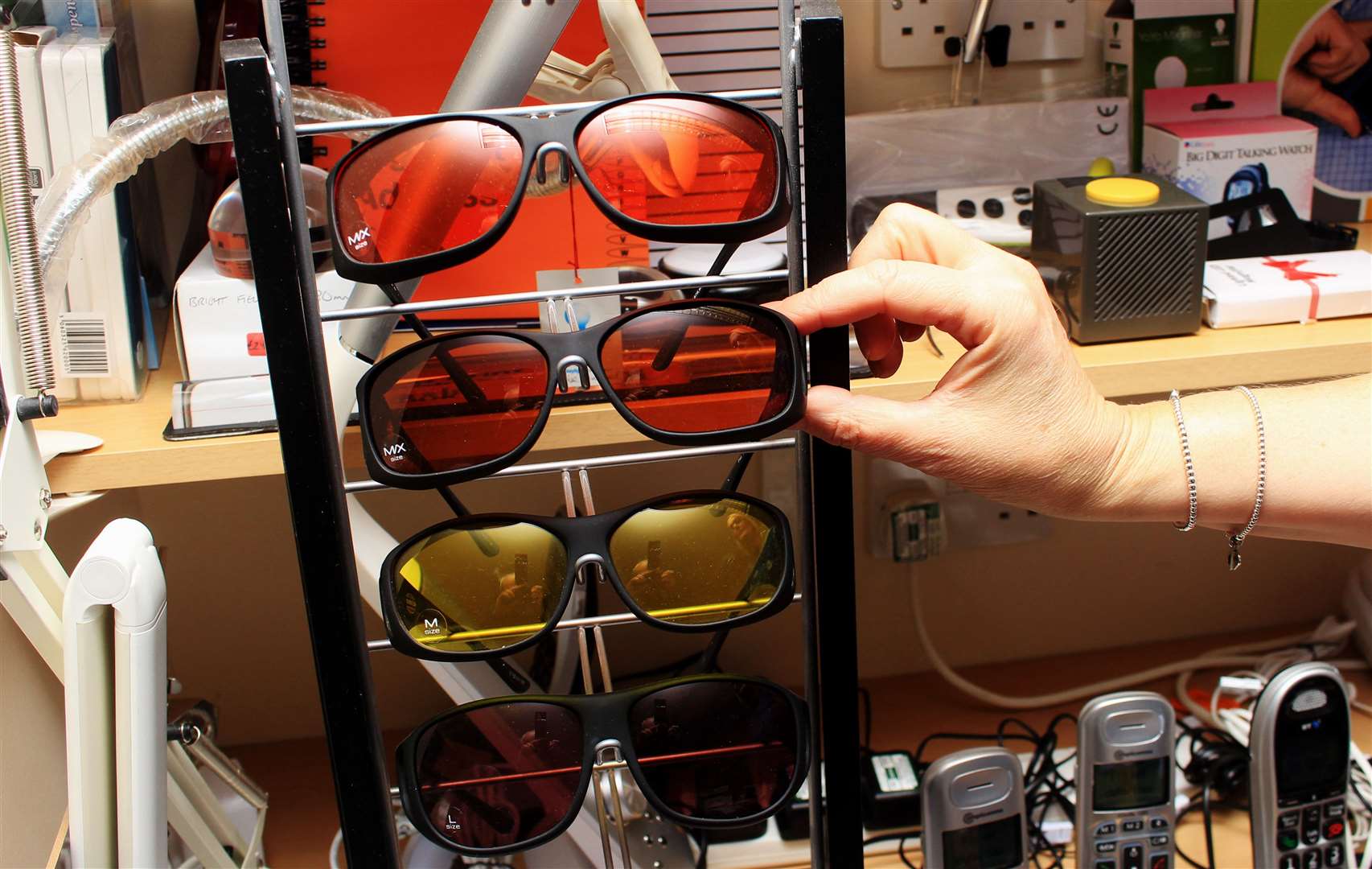 A selection of anti-glare shades at Hearing and Sight Care.