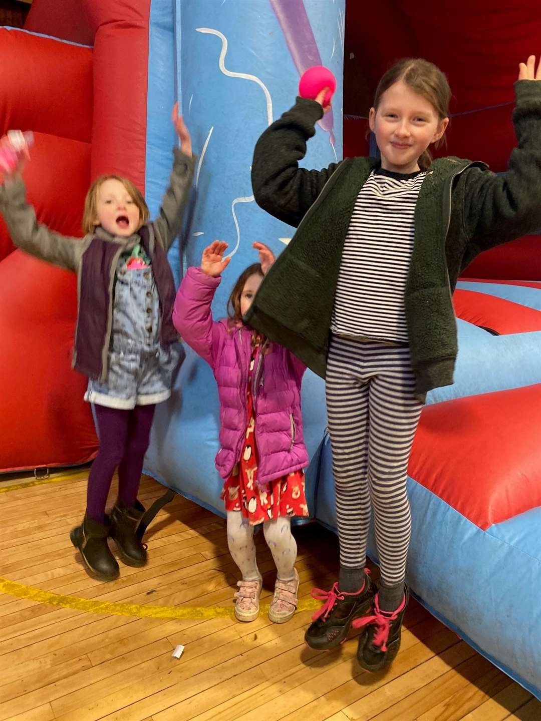 Robyn, Sadie and Edie Vaughan, from Lairg, enjoyed the bouncy castle run by Lairg Primary School Council to raise funds for the school.