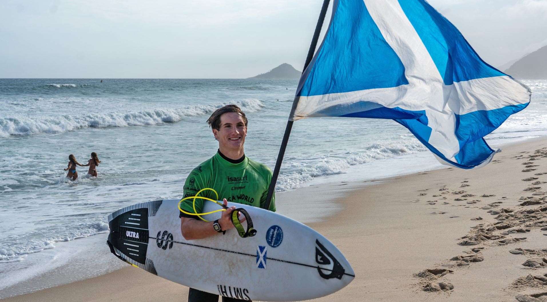 Scottish squad captain Craig McLachlan on the beach at the World Junior Surfing Championships in Rio. Picture: Malcolm Anderson