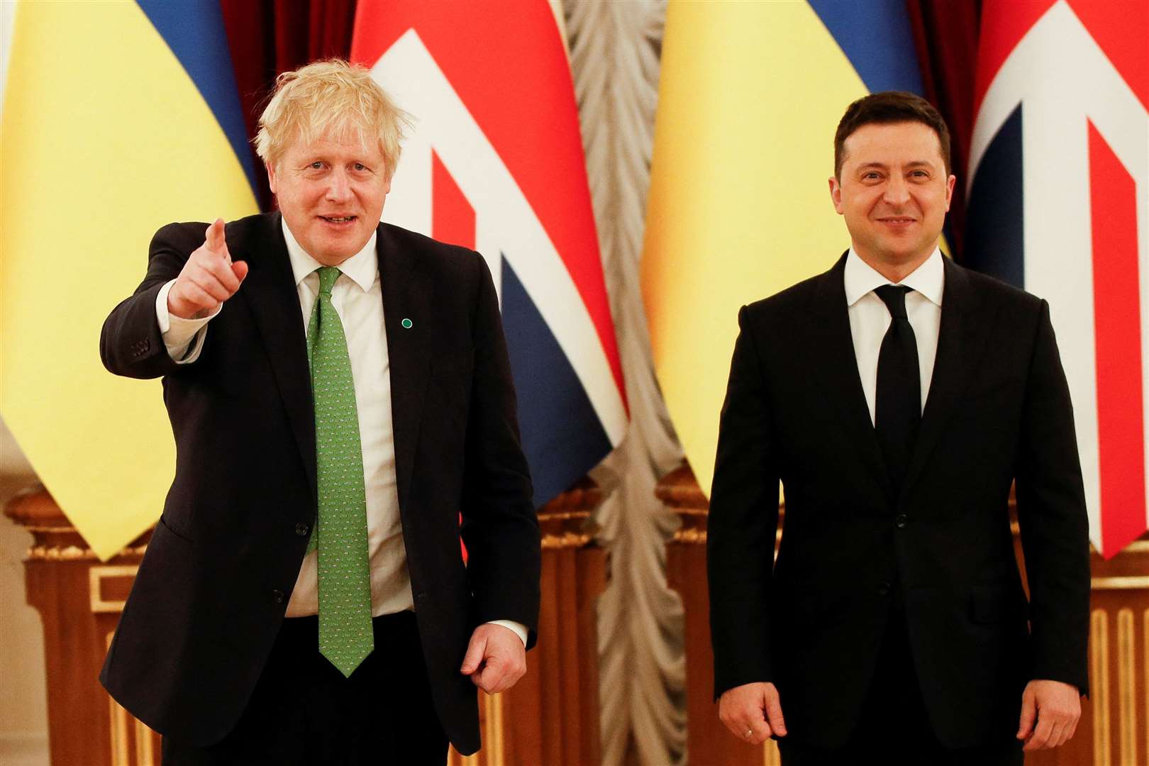 Boris Johnson in Kyiv last week for crisis talks with Ukrainian President Volodymyr Zelensky (Peter Nicholls/PA)
