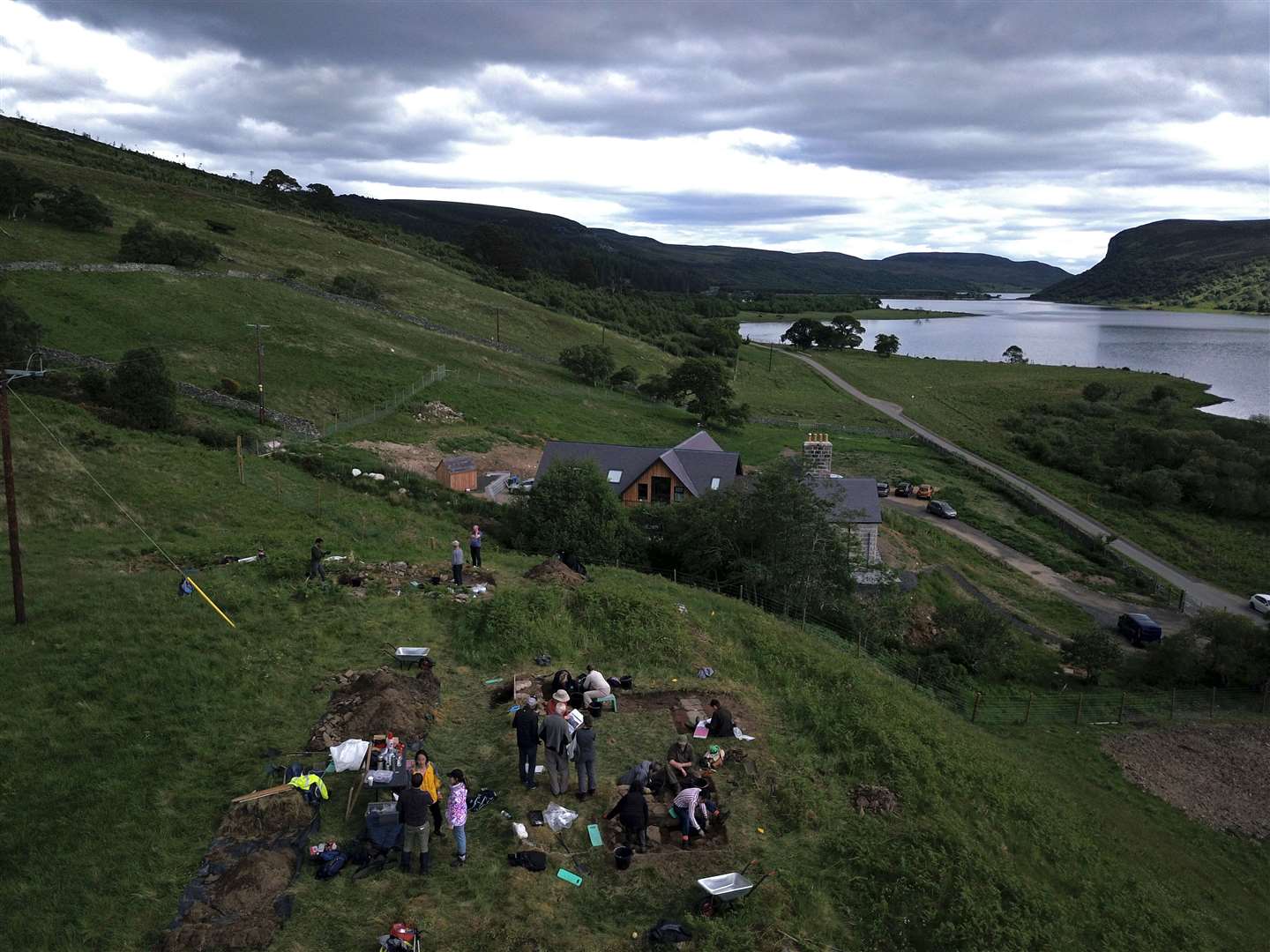 A drone view of the site at Strath Brora.