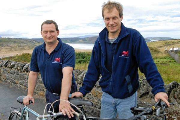Stewart McPhail and Andrew Gordon, both of Tongue, representing the Melness and Durness Units, ready to set off from Bettyhill