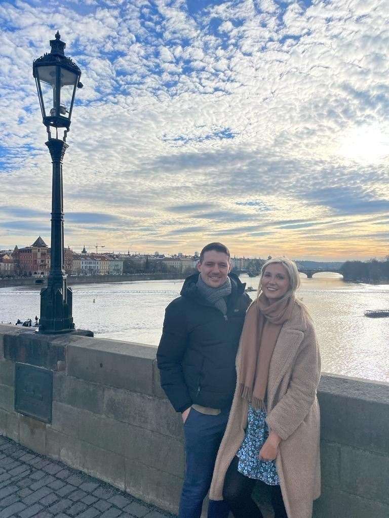 Tom and Rachael Leese are on their honeymoon in Prague (Tom Leese/PA)