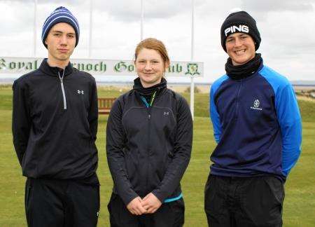 Leading scorers at Dornoch (from left) Jamie MacKintosh, Rebecca Riddell and Rory Cromarty.